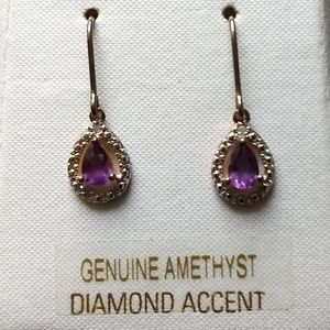 VINTAGE💖Sterling S Amethyst Diamond Earrings